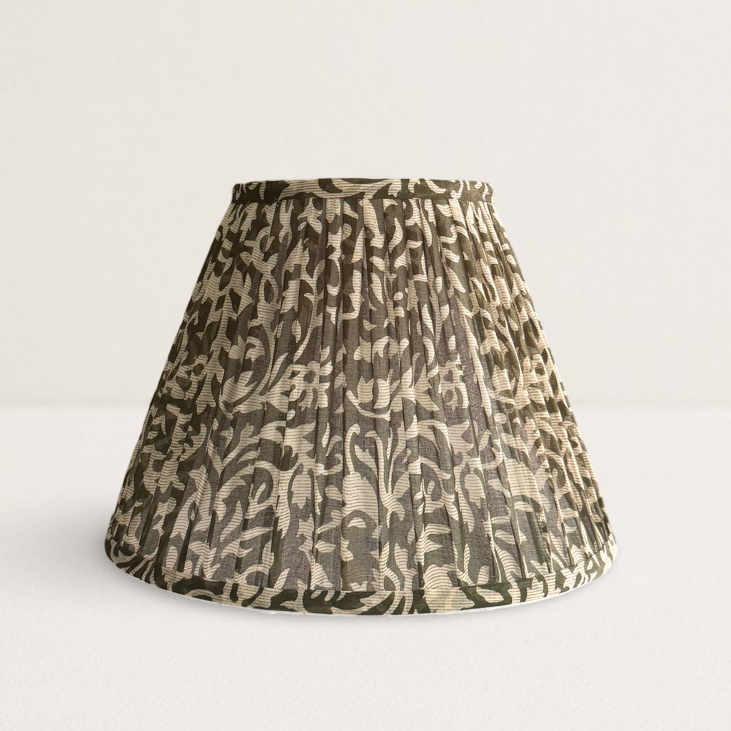 Green and Cream Cotton Saree Lampshade