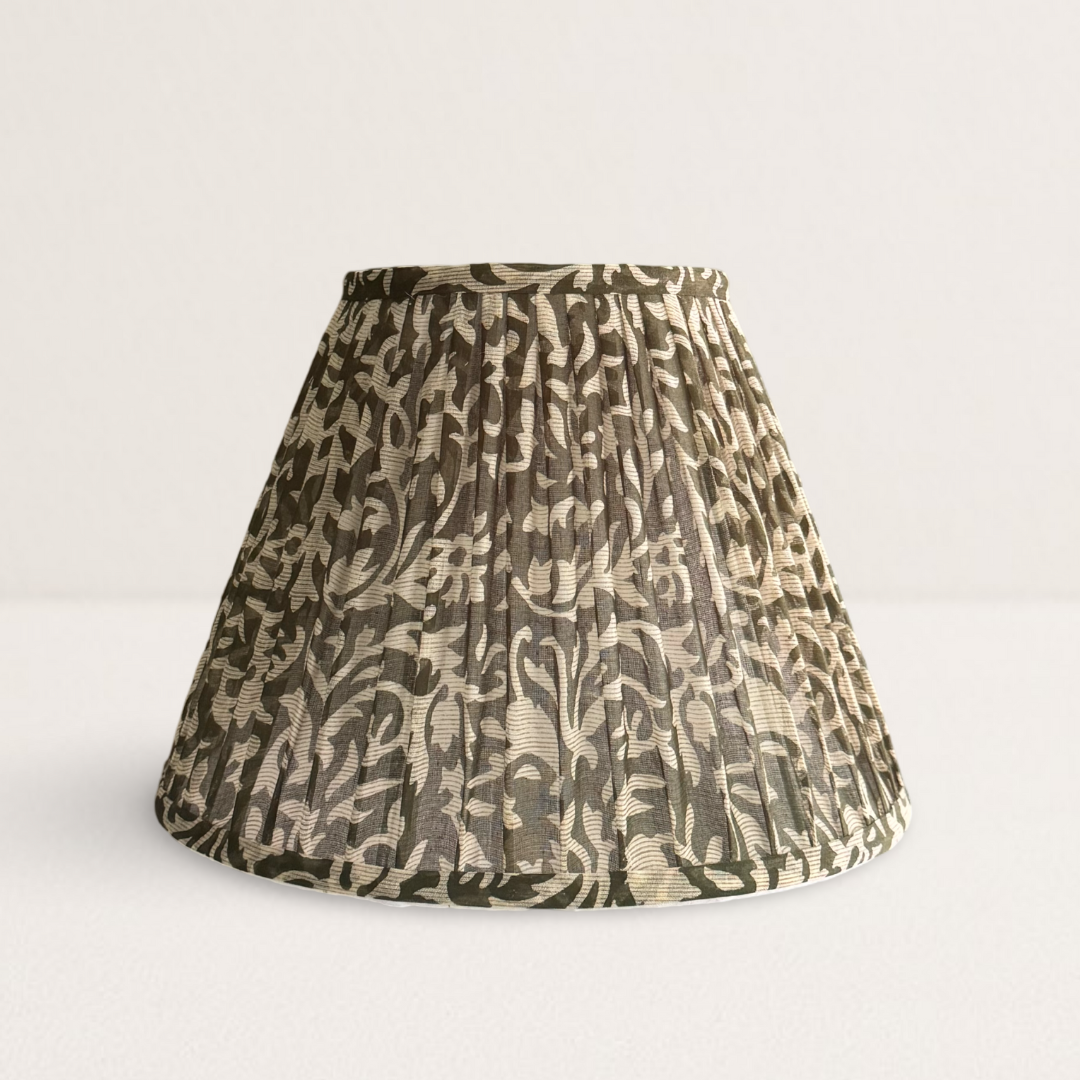 Green and Cream Cotton Saree Lampshade