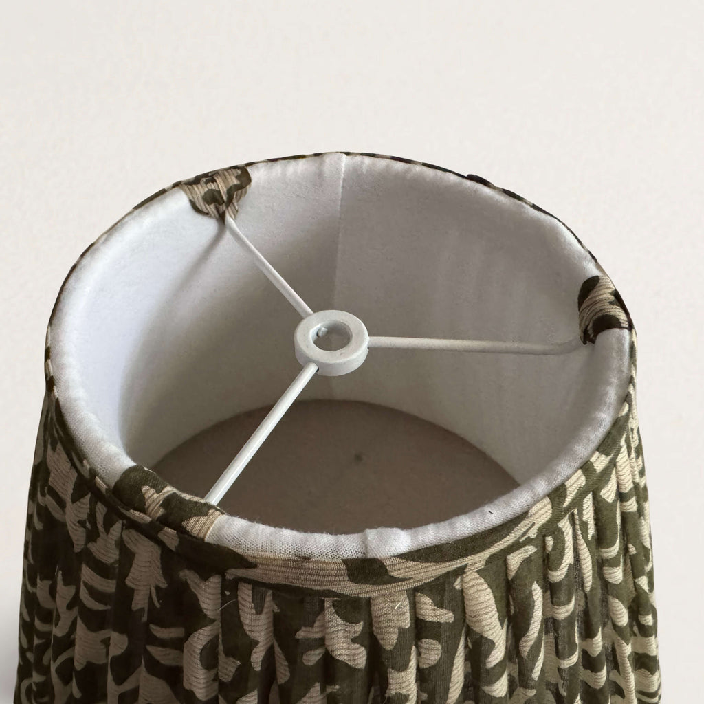 Green and Cream Cotton Saree Lampshade