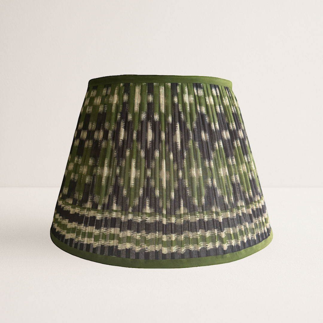 Green and Black Cotton Saree Lampshade