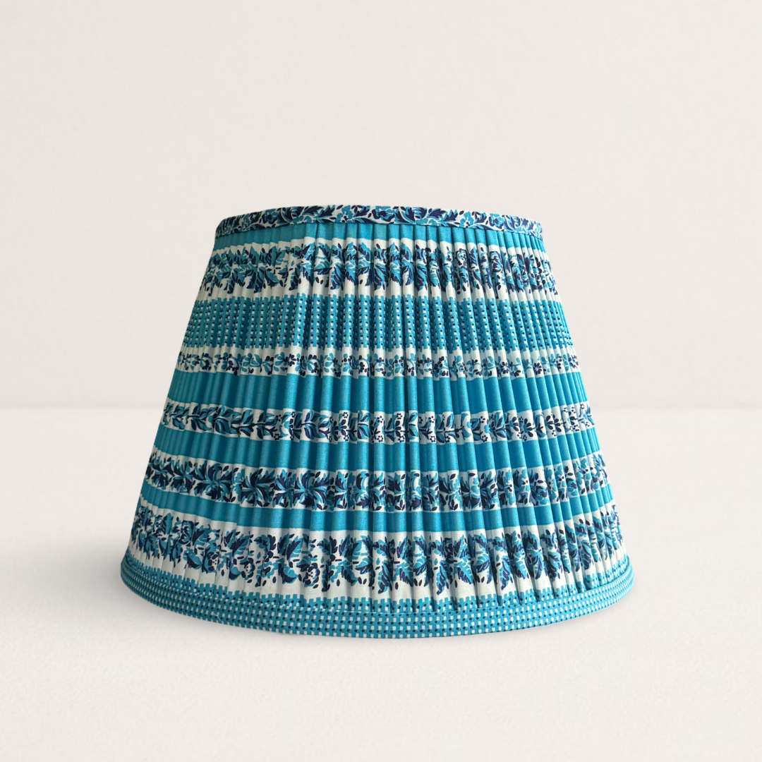 Blue and White Vintage Fabric Lampshade