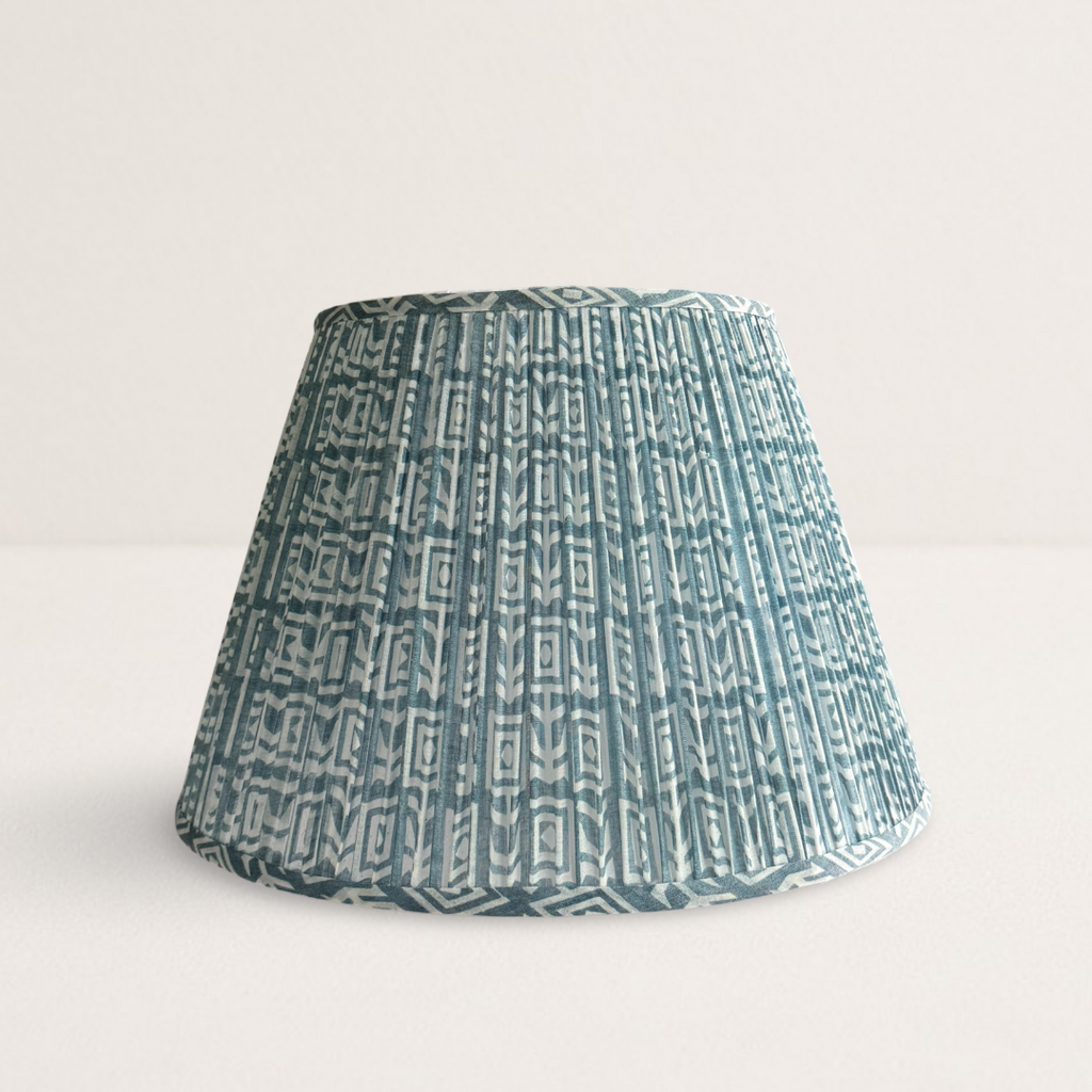 Blue and White Cotton Saree Lampshade