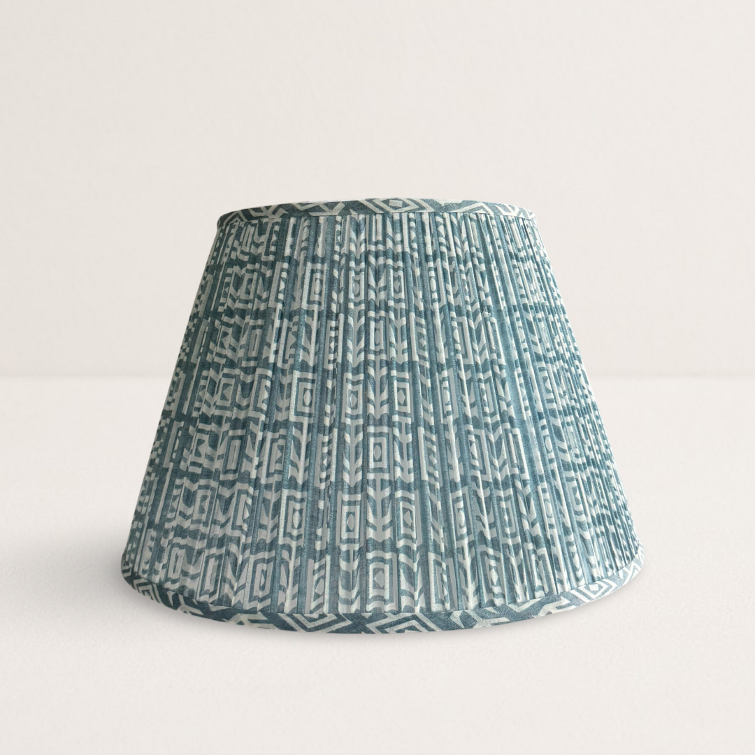 Blue and White Cotton Saree Lampshade