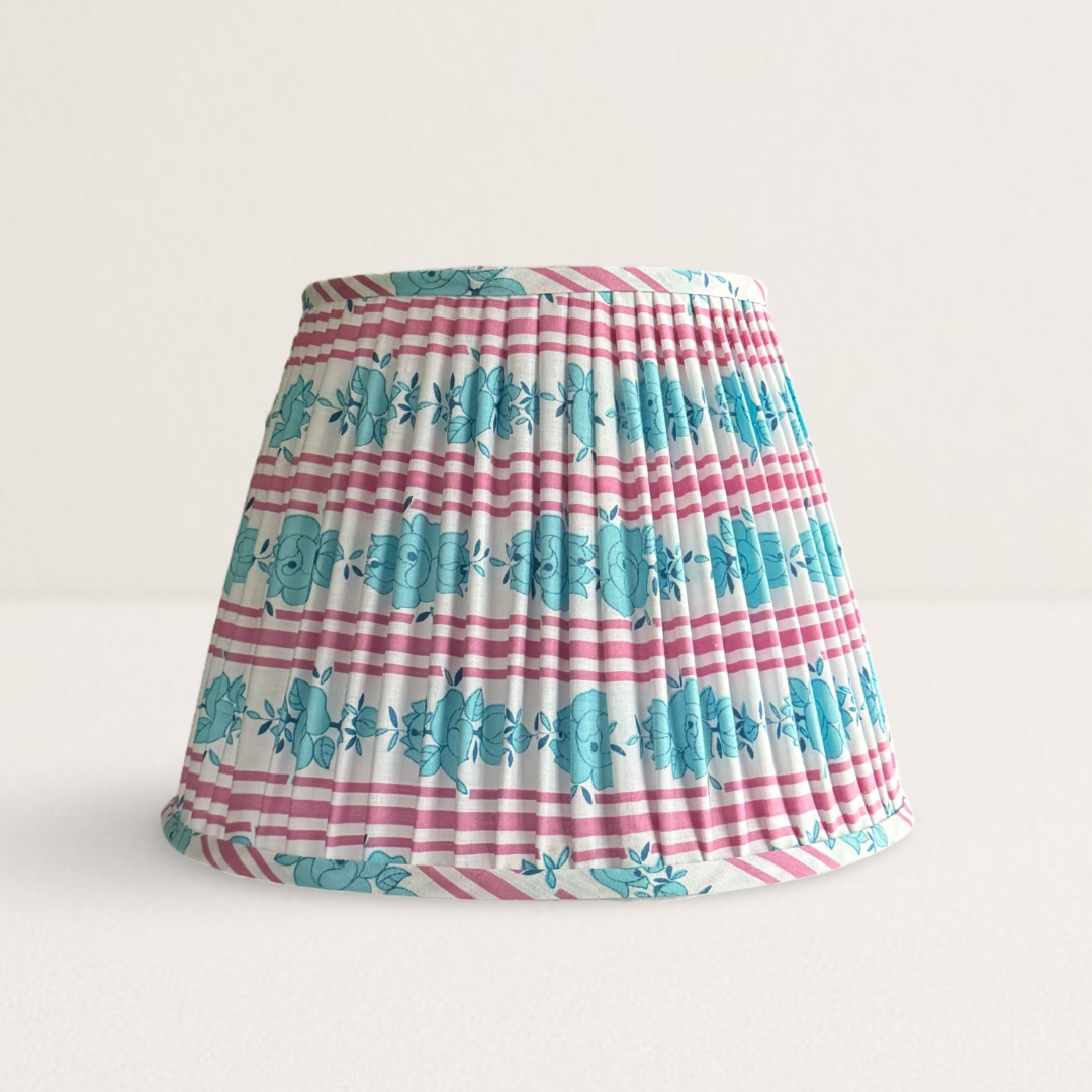 Pink and Blue Vintage Fabric Lampshade