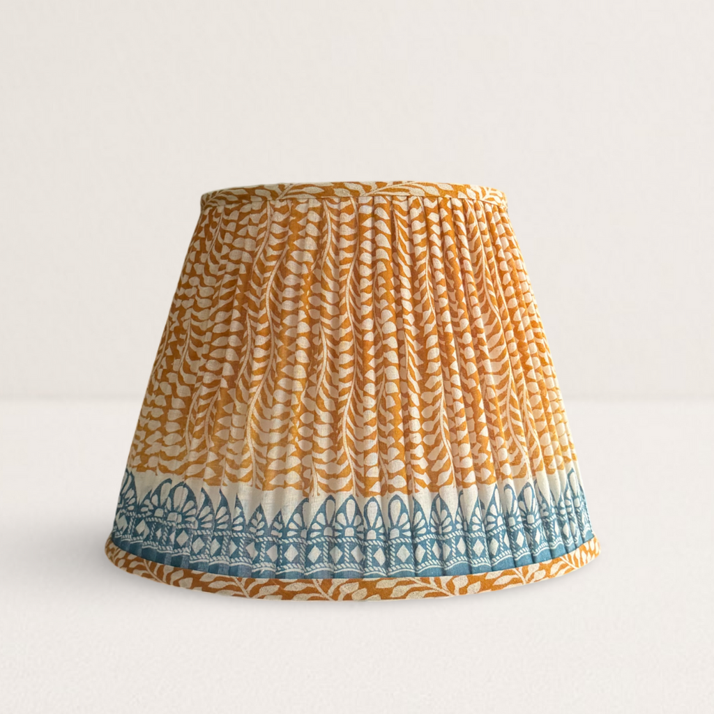 Yellow and Blue Cotton Saree Lampshade