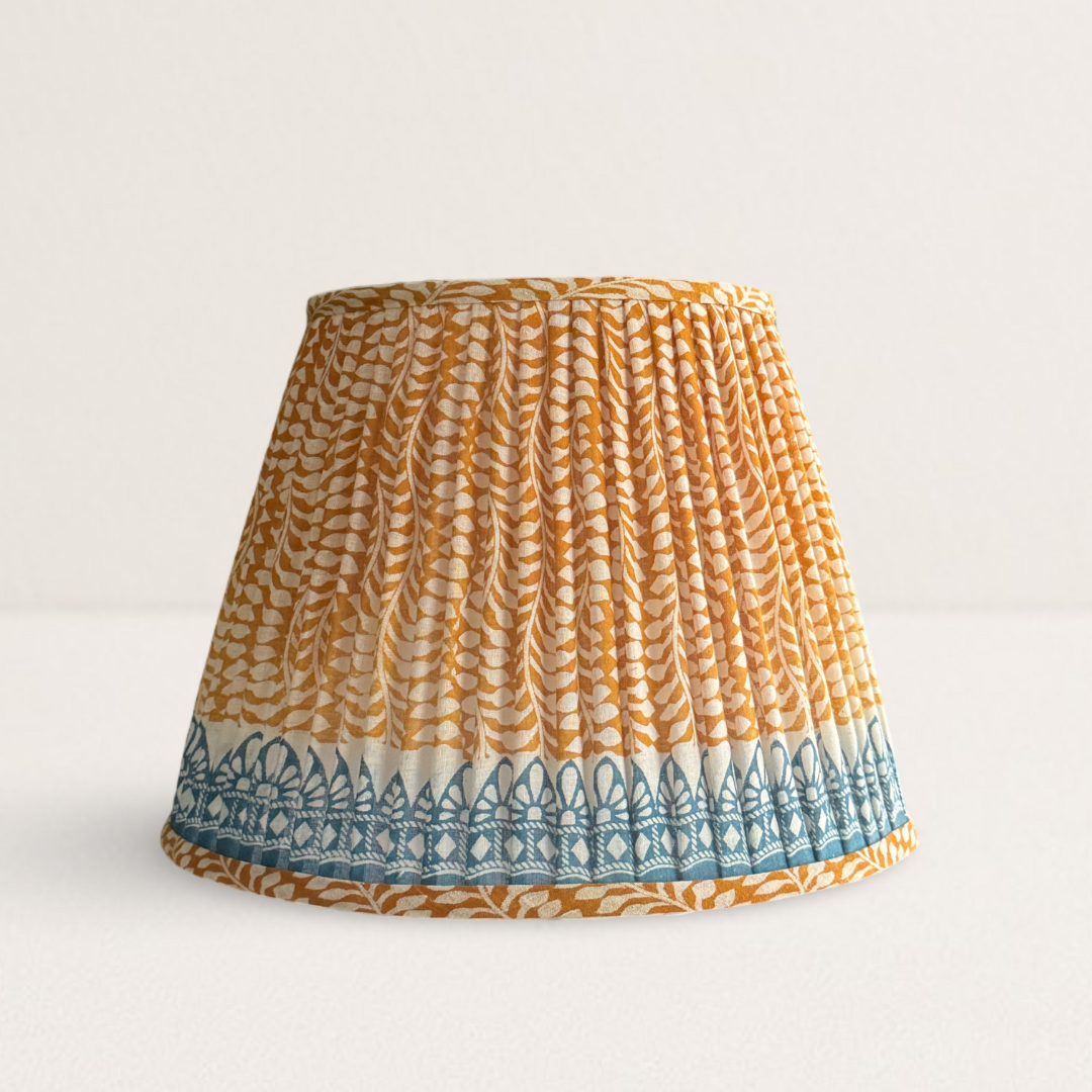 Yellow and Blue Cotton Saree Lampshade