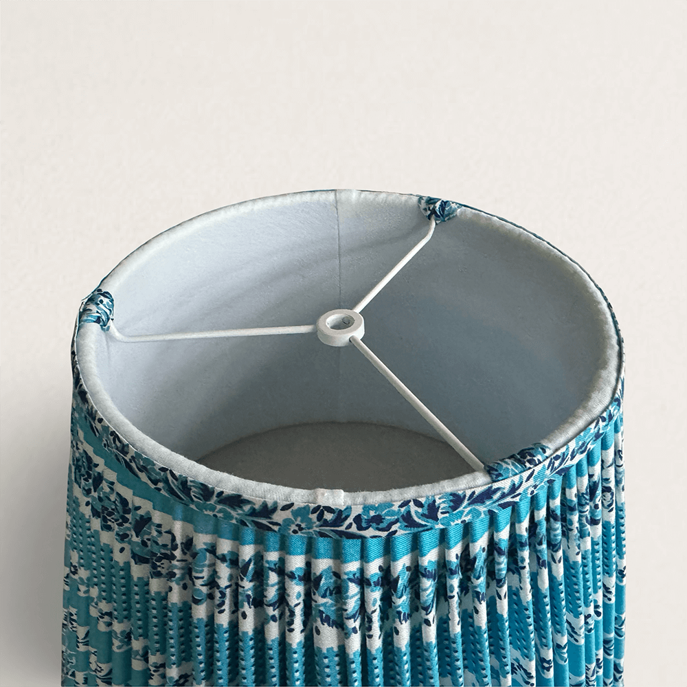 Blue and White Vintage Fabric Lampshade