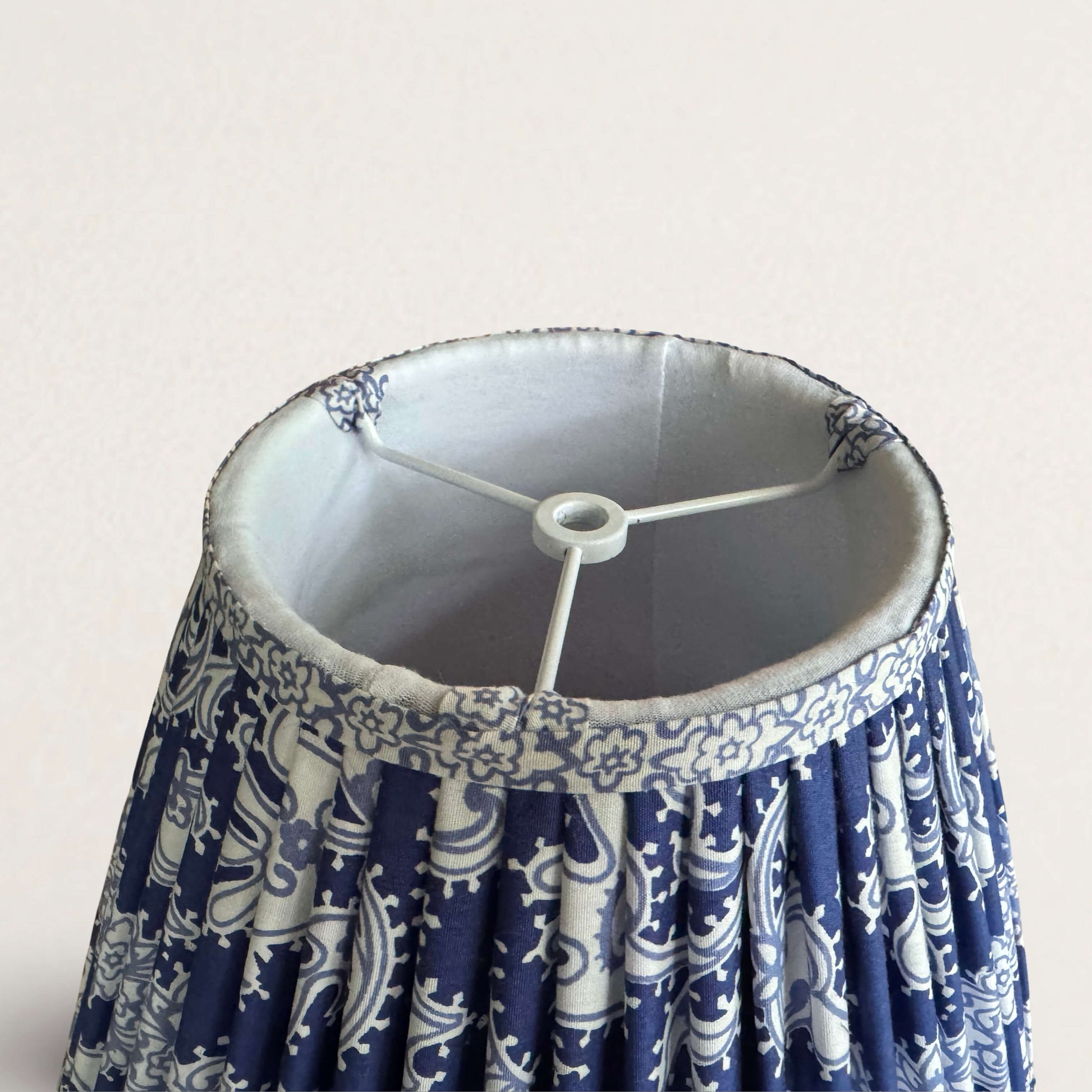 Indigo and White Vintage Fabric Lampshade